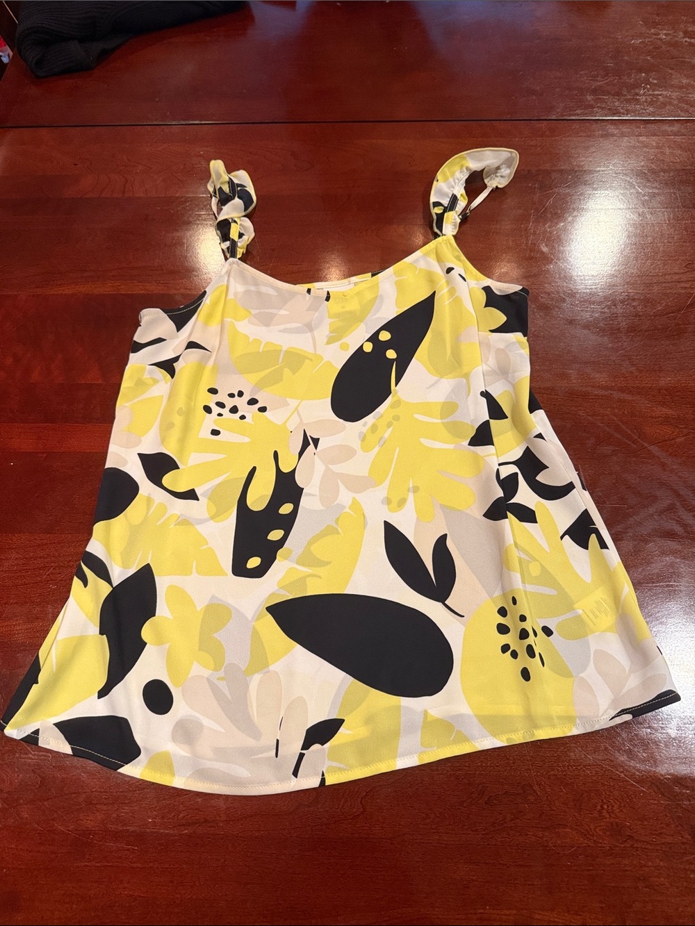 CAbi Sunshine Cami Yellow, Navy & Cream Floral Cami